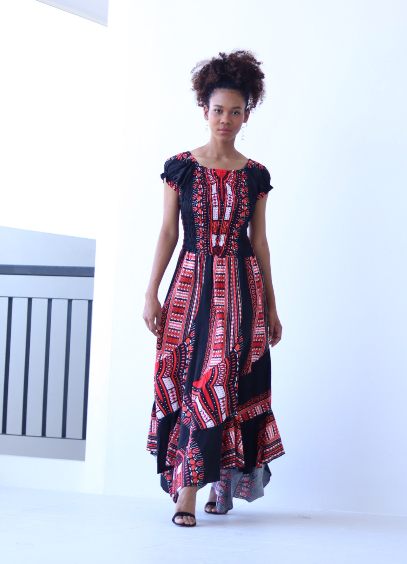 Africa Dashiki Dress - Smock Waist With Short Sleeves