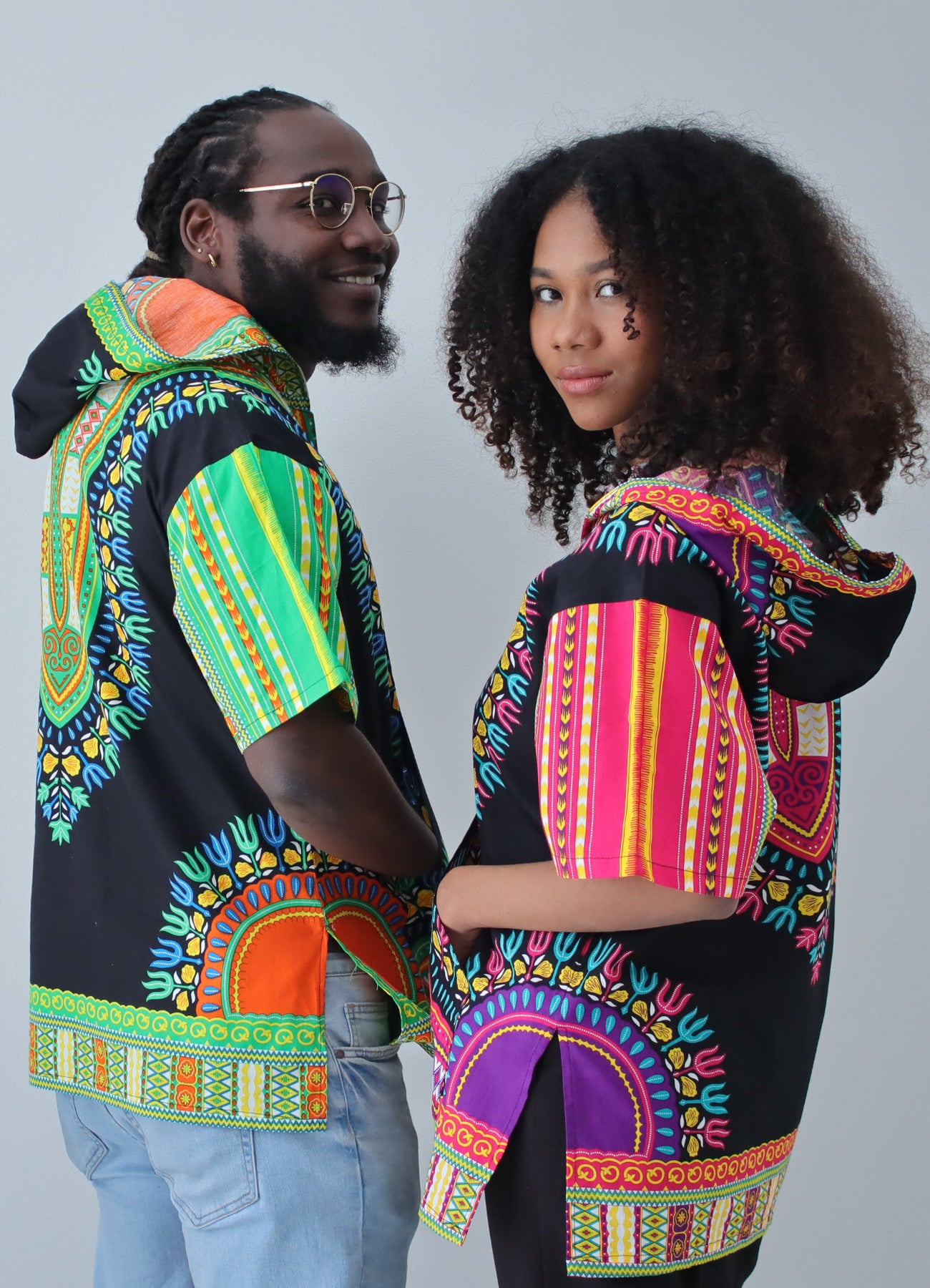 African Dashiki Unisex Shirt - Black Windbreaker Hoody Short Sleeve