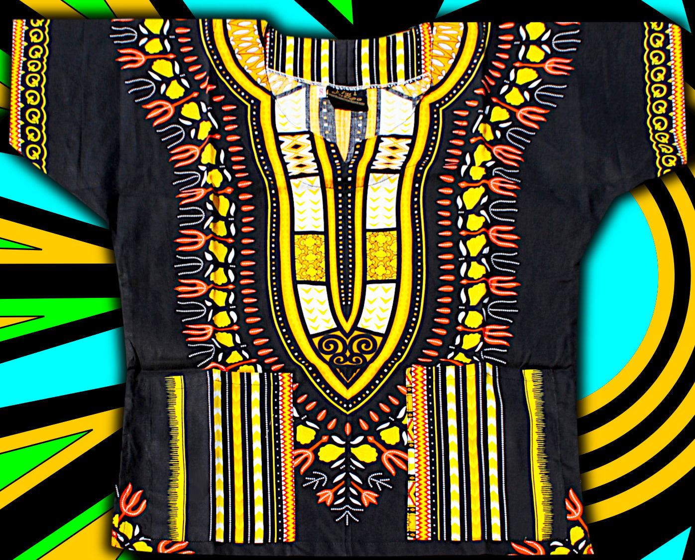 African Dashiki Children's Shirt Standard Cotton 100 % - Black