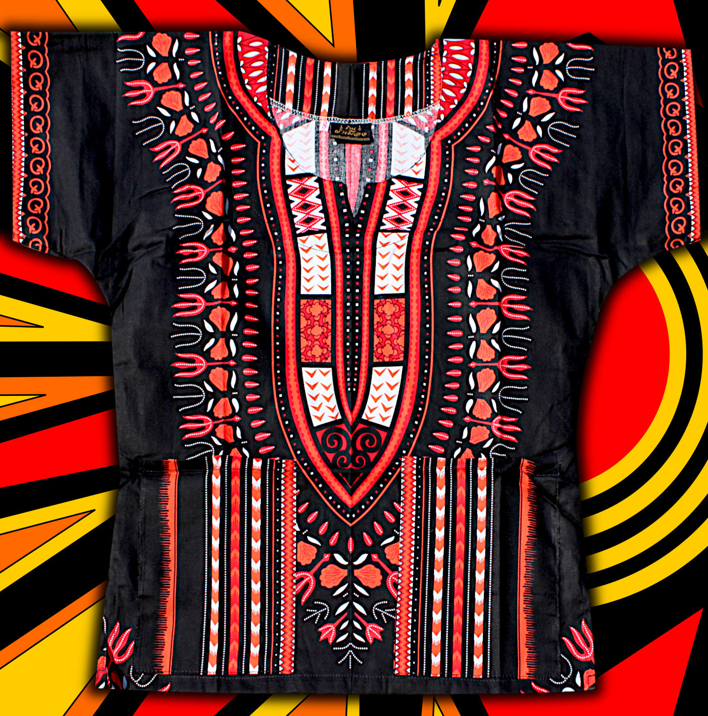 African Dashiki Children's Shirt Standard Cotton 100 % - Black