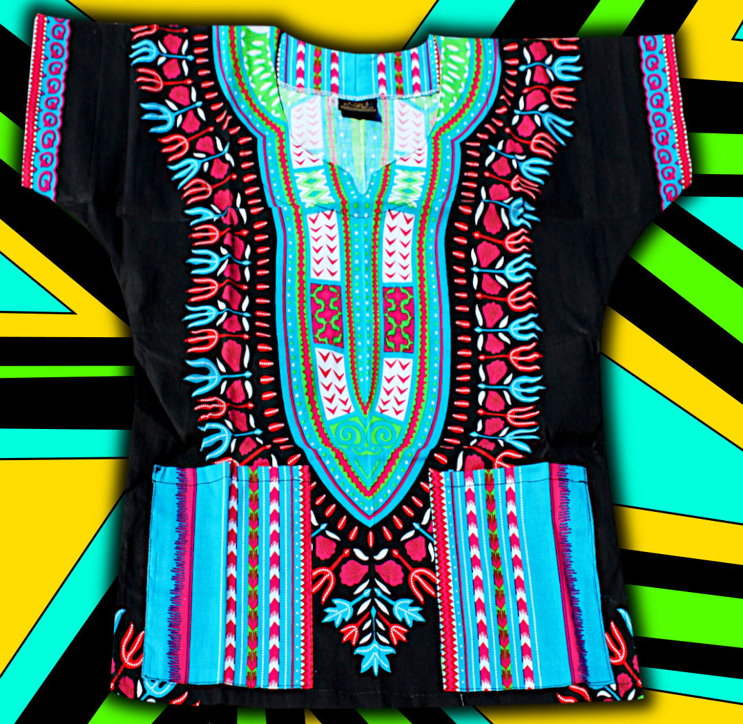 African Dashiki Children's Shirt Standard Cotton 100 % - Black