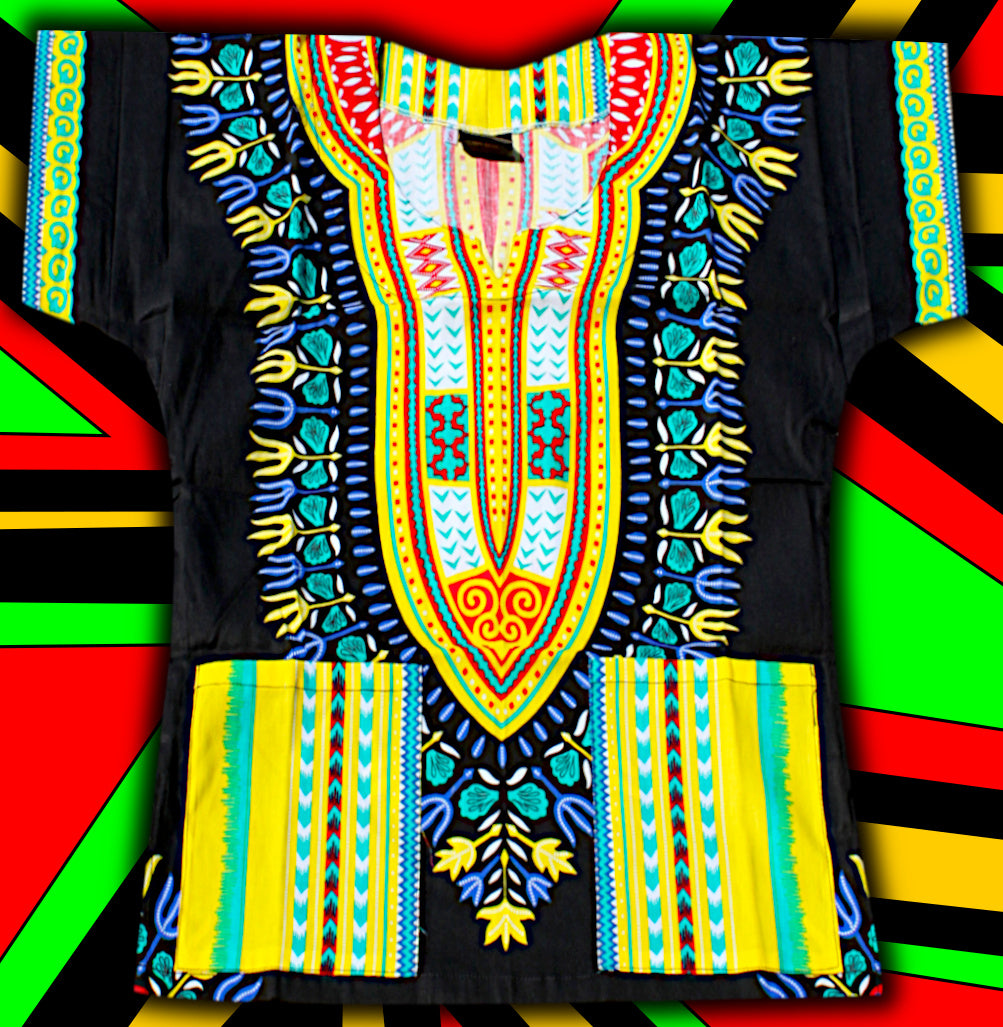 African Dashiki Children's Shirt Standard Cotton 100 % - Black