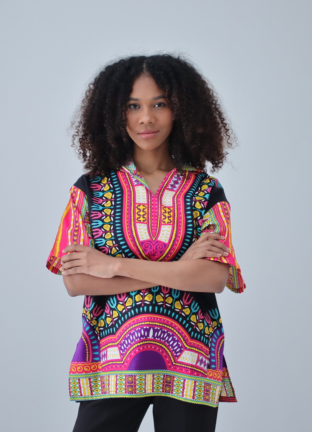 African Dashiki Unisex Shirt - Black Windbreaker Hoody Short Sleeve