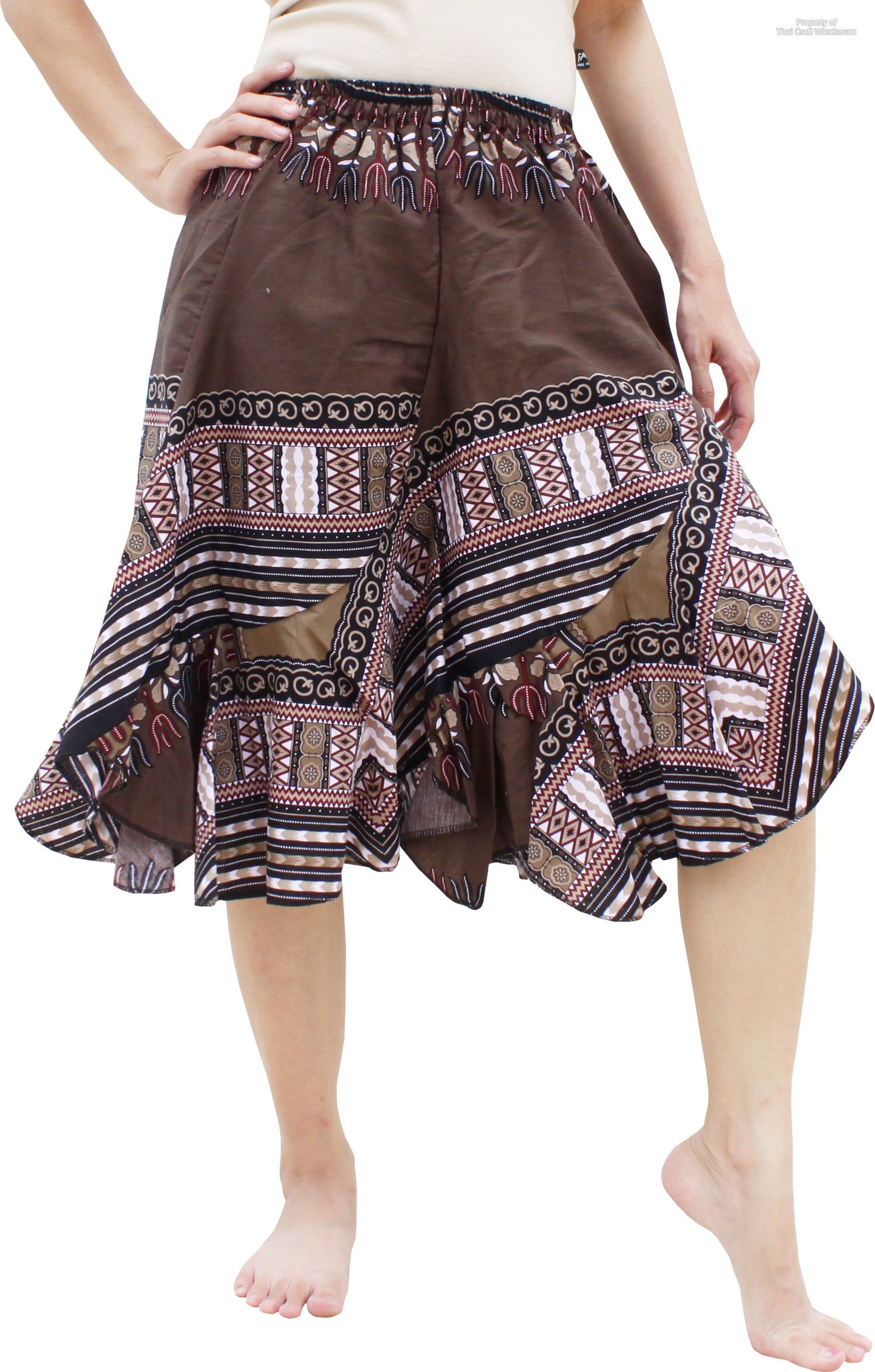 African Dashiki Short Gypsy Skirt - Patchwork Angle Carved