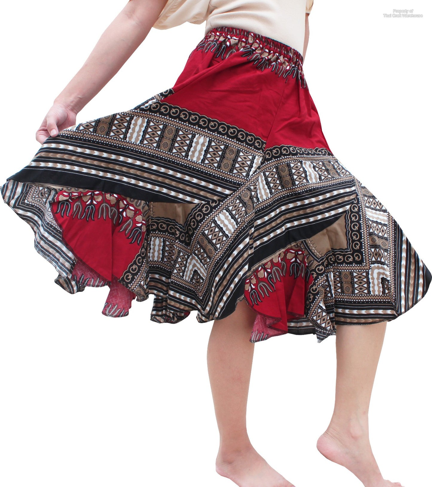 African Dashiki Short Gypsy Skirt - Patchwork Angle Carved