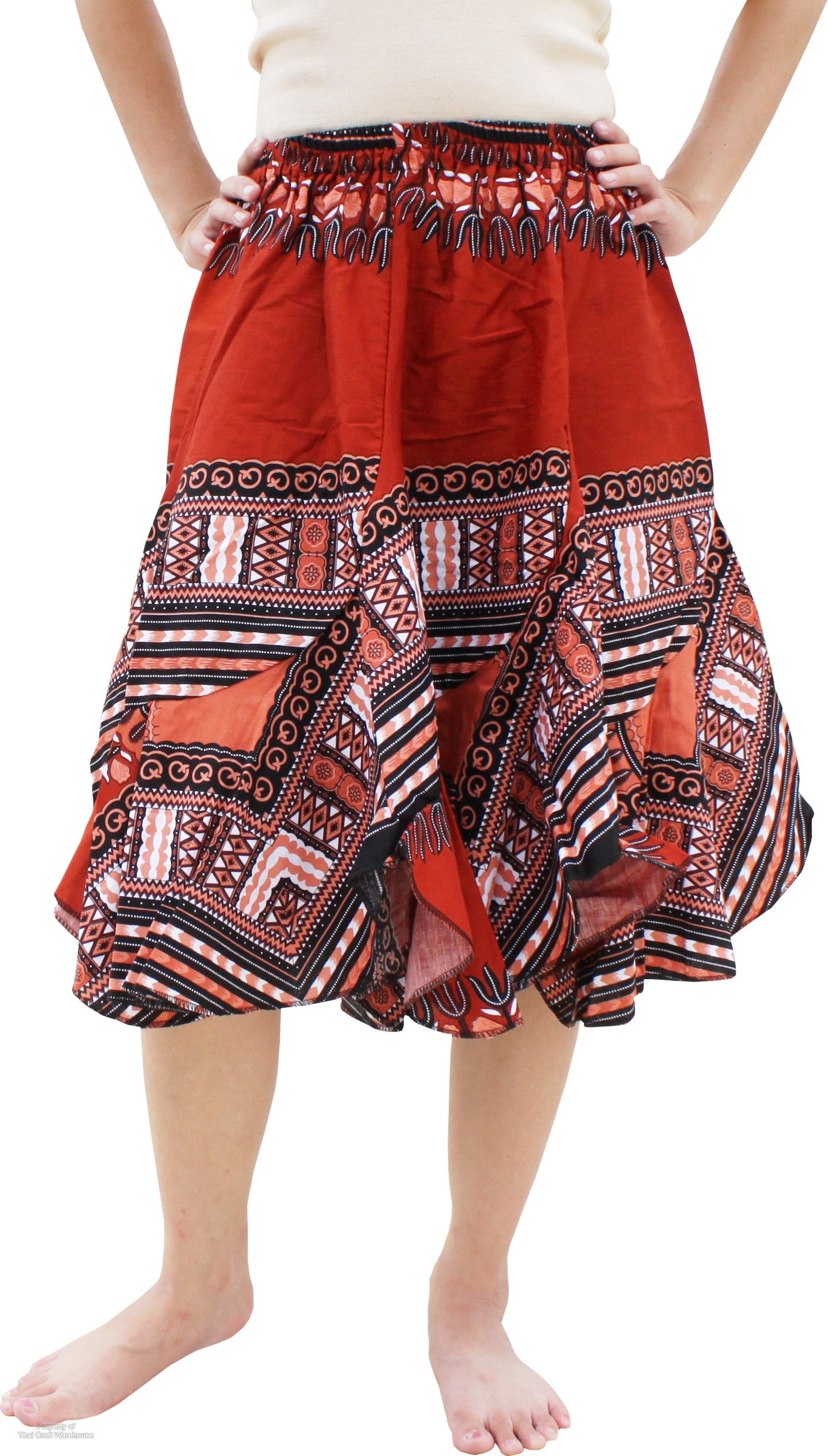 African Dashiki Short Gypsy Skirt - Patchwork Angle Carved