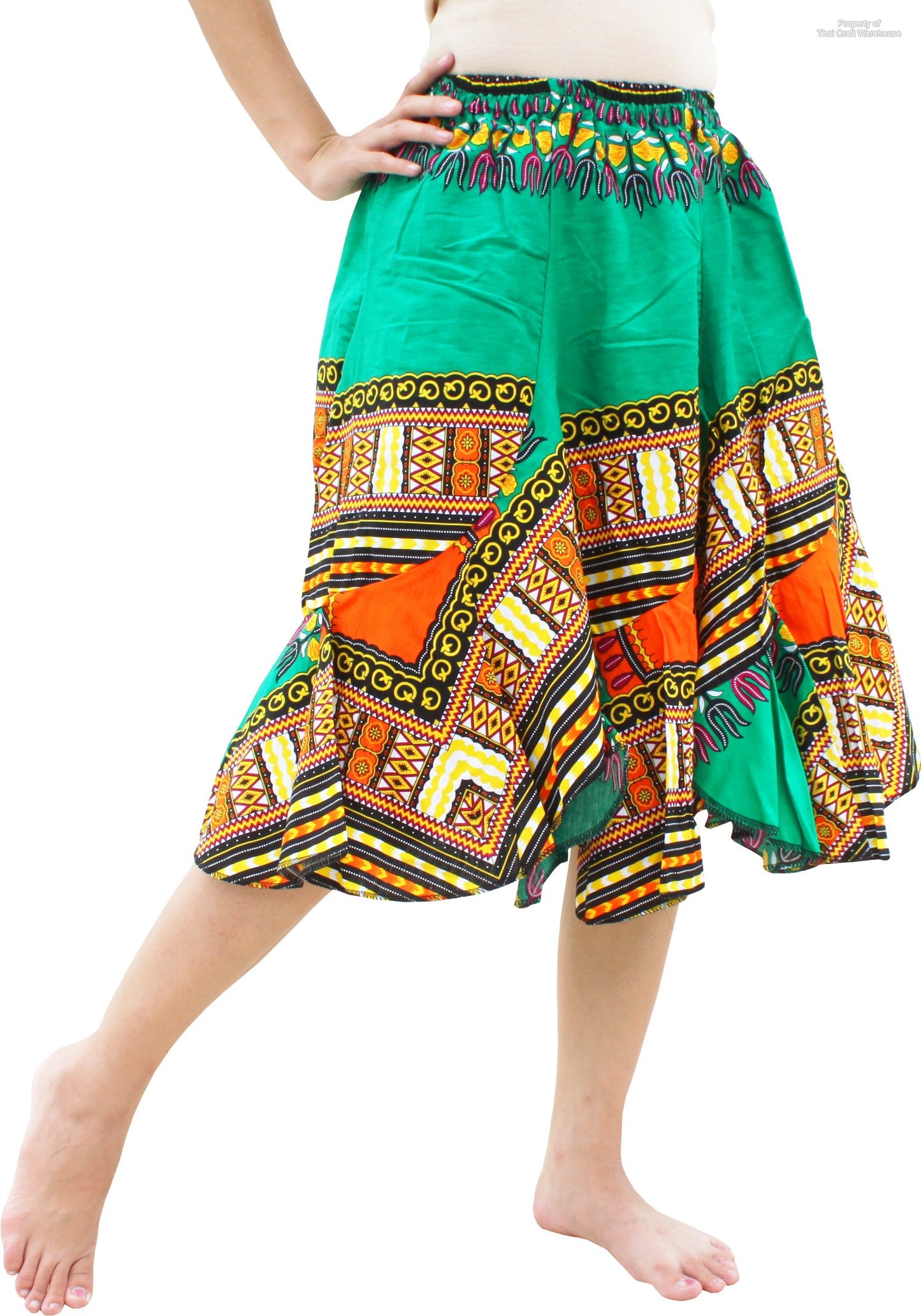 African Dashiki Short Gypsy Skirt - Patchwork Angle Carved